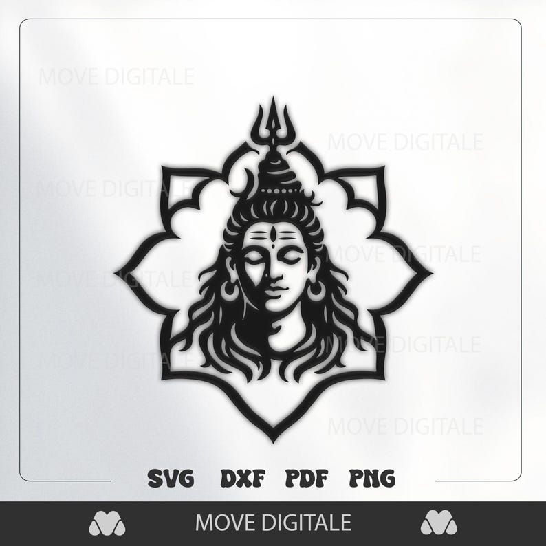 Lord Shiva SVG DXF | Trishul Hindu God Silhouette | Spiritual Yoga Wall ...