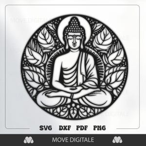 Buddha Lotus SVG - Meditation Zen Cut File - Spiritual Yoga Design - Lotus Buddha Clipart DXF PNG