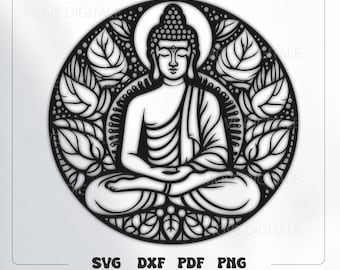 Buddha Lotus SVG - Meditation Zen Cut File - Spiritual Yoga Design - Lotus Buddha Clipart DXF PNG