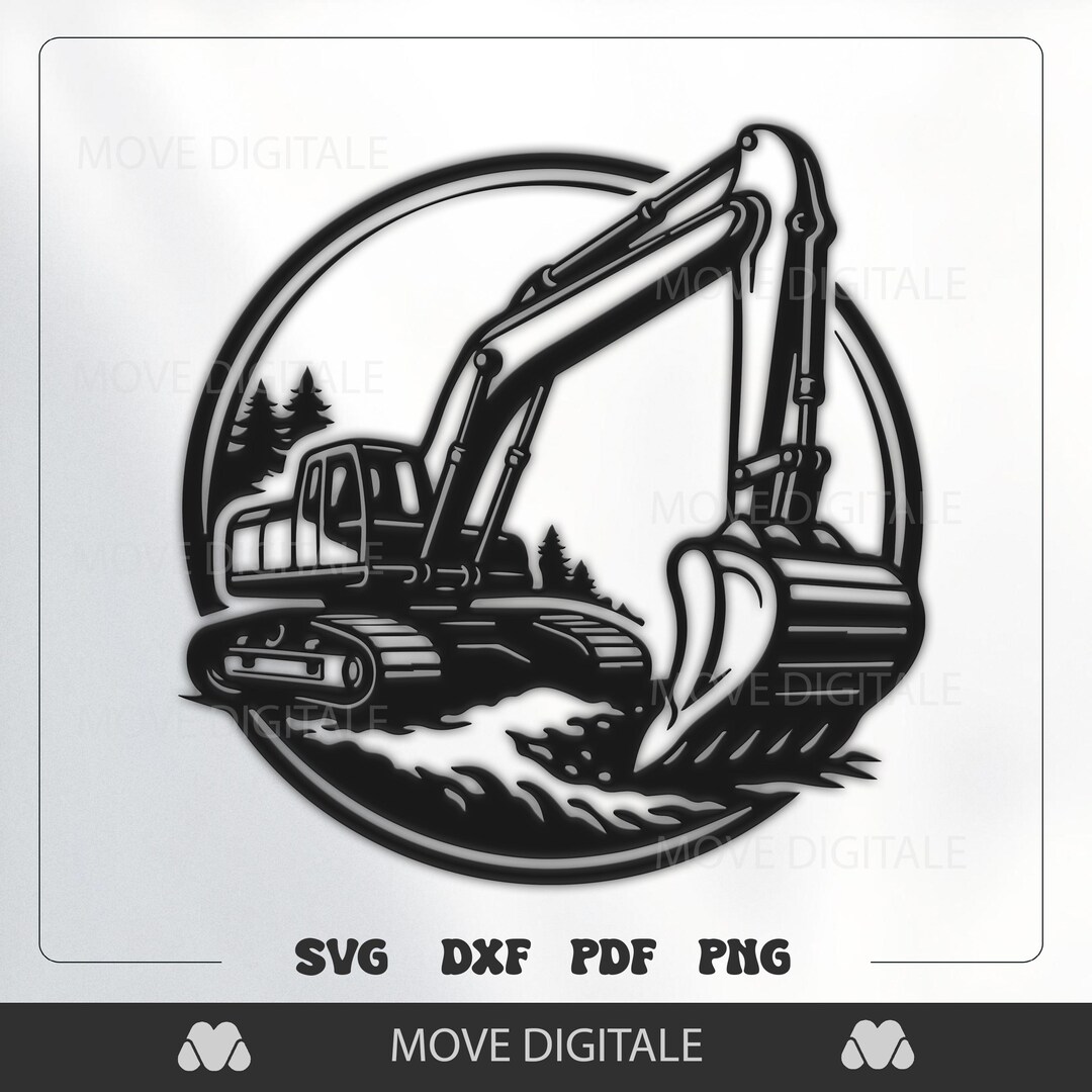 Excavator SVG - Construction Digger Cut File - Heavy Equipment Machine ...