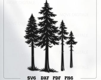 Pine Tree SVG - Forest Silhouette Wall Art - Tree Metal Wall Art - Nature DXF Laser Cut