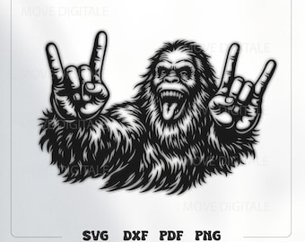 Bigfoot SVG - Funny Bigfoot Hand Sign Cut File - Rebel Ape DXF Laser Cut