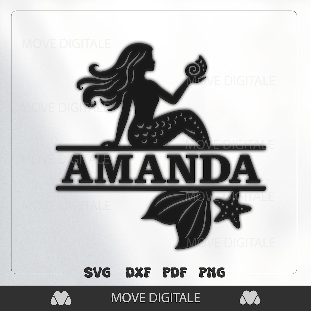 Mermaid Name SVG - Custom Ocean Theme Sign PNG DXF for Girls Room Decor ...