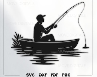Fishing SVG Laser Cut File - Fisherman Silhouette DXF - CNC Plasma Glowforge Cricut