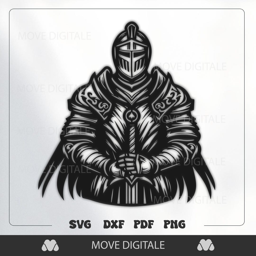 Knight Warrior SVG - Medieval Crusader Armor Cut File - Dark Fantasy ...
