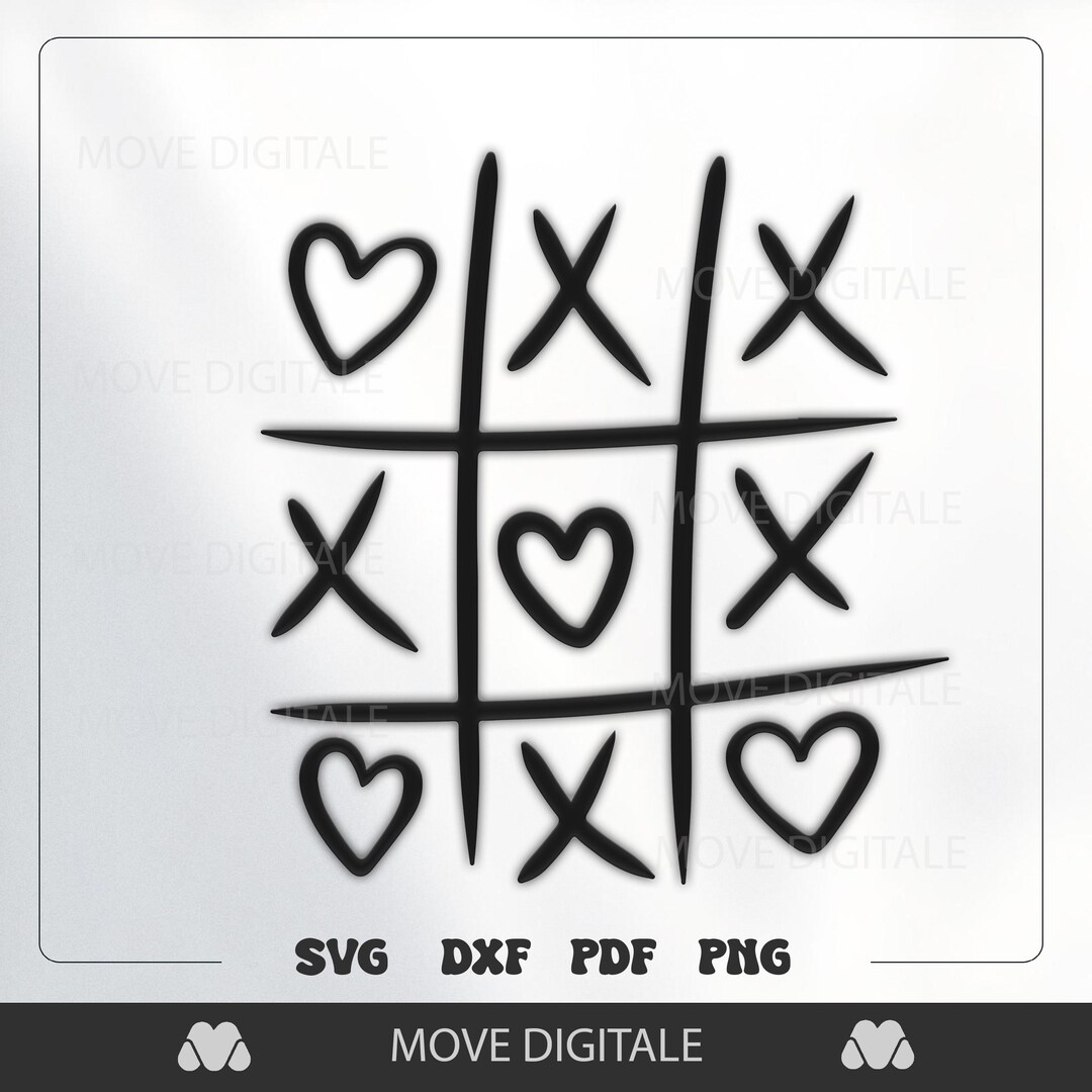 XOXO Heart Tic Tac Toe SVG DXF - Valentine's Day Laser Cut File - Cnc ...