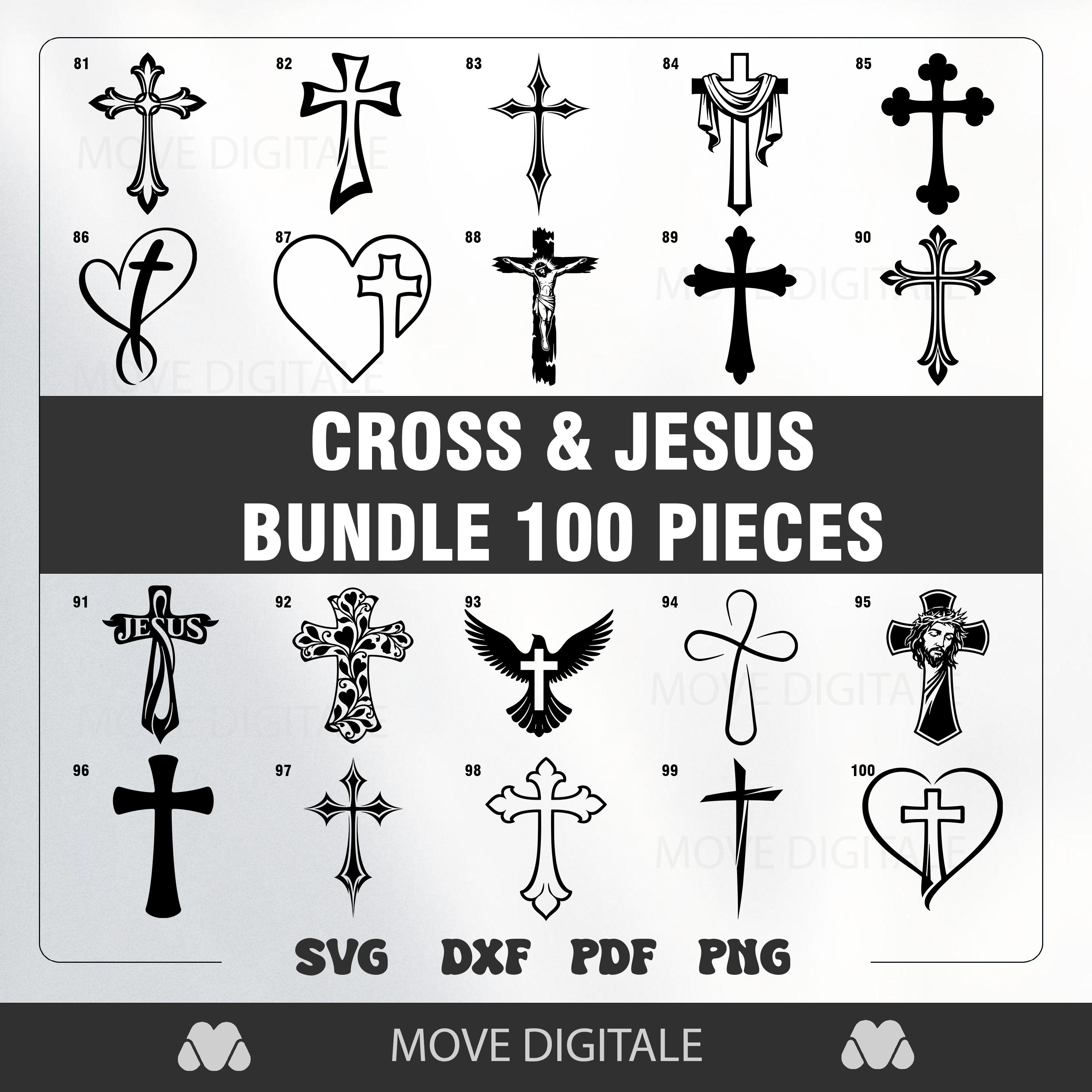 100 Cross SVG Bundle - Christian SVG - Jesus Cross SVG Pack - Faith ...