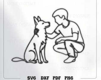 Dog Dad SVG - Man and Dog SVG - Dog Lover DXF - Pet Owner Laser Cut - Dog Father Cricut