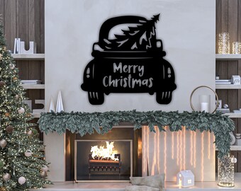 Christmas Truck Metal Wall Art, Santa Claus, Laser Cut File (Digital Download)