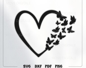 Butterfly Heart DXF SVG - Valentine's Day Laser Cut File - CNC Plasma Glowforge Romantic Heart