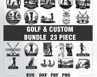 Custom Golf Metal Sign SVG Bundle - Laser Cut Plasma CNC DXF