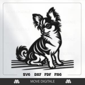 Chihuahua Metal Wall Art - Cute Dog Silhouette Laser Cut File DXF - Chihuahua CNC Plasma Glowforge SVG