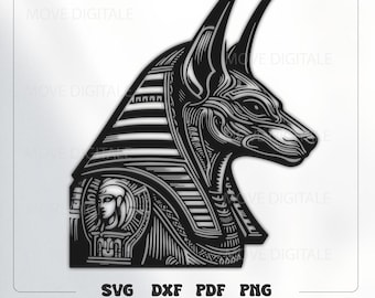 Anubis SVG - Egyptian God Vector - Ancient Egypt Anubis Head - Gothic Mythology Cut File Laser CNC