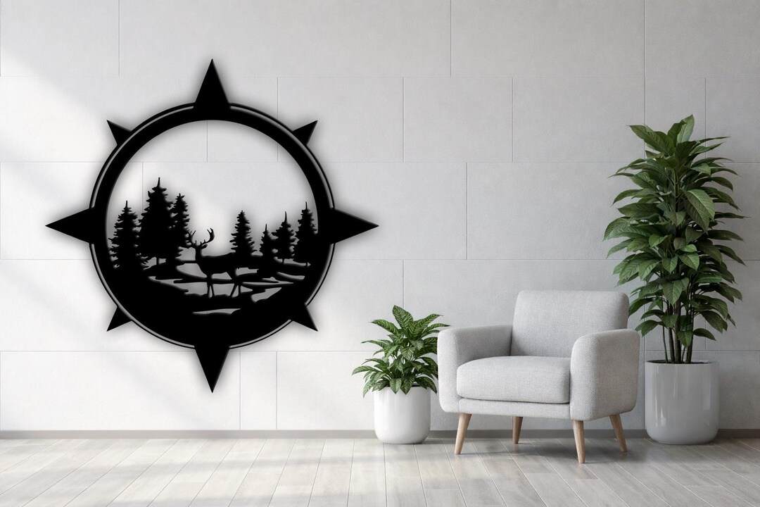 Compus With Deer Deer Compass SVG DXF | Compass Laser Cut Wall Art | Camping Cricut ...