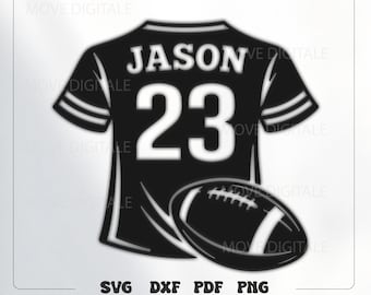 Personalized Football Jersey SVG -  Custom Name & Number Football Shirt SVG - Sports Jersey Cricut Cut File - Football Player Gift PNG