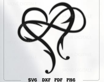 Corazón infinito SVG DXF - Archivo de corte láser para San Valentín - Diseño de amor eterno con CNC Plasma Glowforge