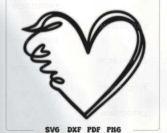 Minimal Line Heart DXF SVG - Valentine's Day Laser Cut File - CNC Plasma Glowforge One Line Heart