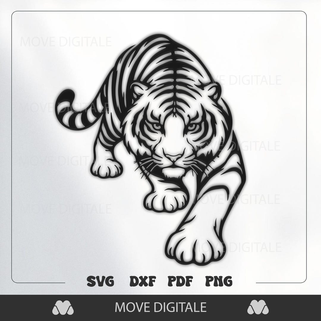 Tiger SVG File - Walking Tiger Laser Cut Design - Wild Animal Wall Art ...