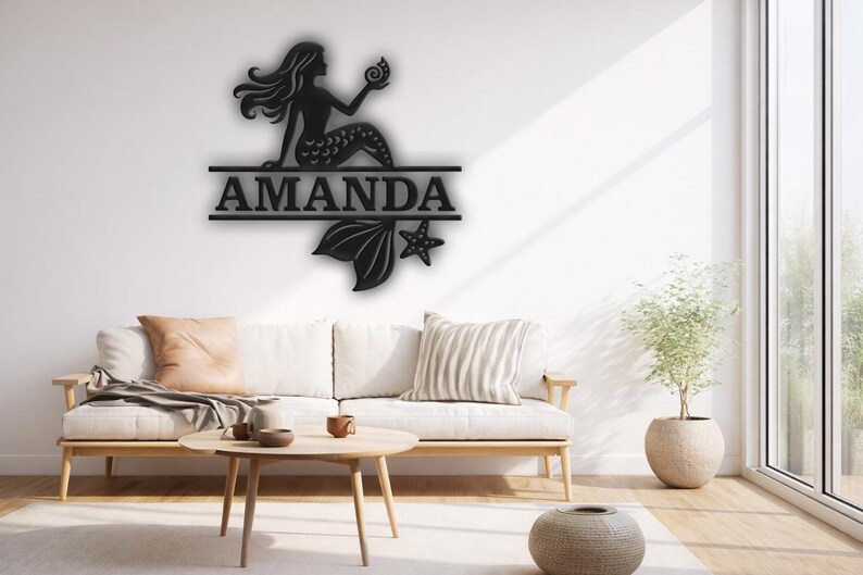 Mermaid Name SVG - Custom Ocean Theme Sign PNG DXF for Girls Room Decor ...