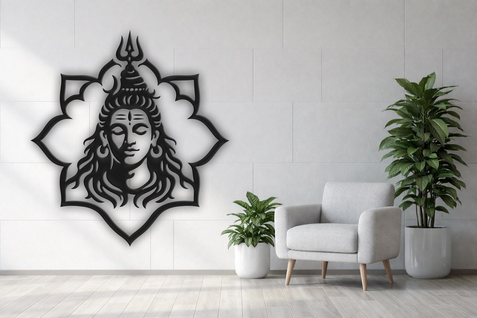 Lord Shiva SVG DXF | Trishul Hindu God Silhouette | Spiritual Yoga Wall ...