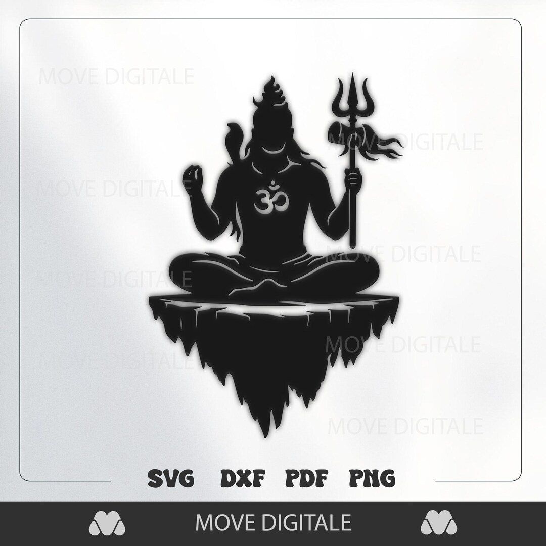 Lord Shiva SVG DXF | Trishul Hindu God Silhouette | Spiritual Yoga Wall ...