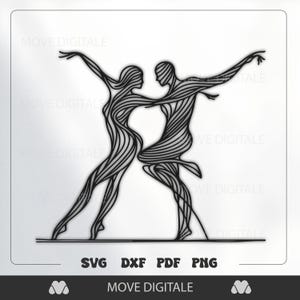 Ballroom Dance SVG - Tanzendes Paar Laser Cut Datei DXF - Hochzeit Wand Kunst CNC Glowforge Laser Cricut