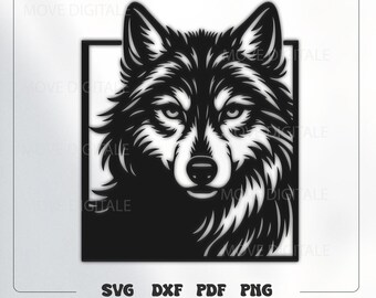 Wolf Head SVG - Wolf Silhouette Wall Art - Wildlife Animal Design - Rustic Cabin Decor Laser Cut File Digital Download