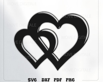 Intertwined Hearts SVG DXF - Valentine's Day Laser Cut File - CNC Plasma Glowforge Love Heart