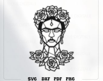 Frida Kahlo SVG - Kahlo Metal Wall Art - Floral Frida Kahlo Laser Cut Design - Frida Kahlo DXF and Cricut