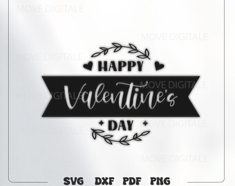 Happy Valentine's Day Banner SVG DXF - Valentine Laser Cut Sign - CNC Plasma Glowforge Valentine Decor
