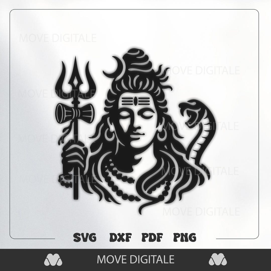 Lord Shiva SVG DXF | Trishul Cobra Hindu God Silhouette | Spiritual ...
