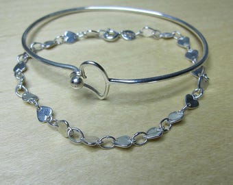 Vintage Sterling Silver Mini Heart Chain Bracelet