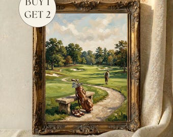 Vintage Golf Print | Antique Golf Course Man Cave Wall Art, Old Money Aesthetic Country Club Decor Golfing Gift Printable Digital Download