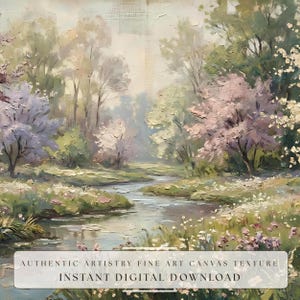 A striking macro close-up showcasing the rich, textured impressionist brushstrokes of a vintage river path art piece. The visible paint layers and artistic craftsmanship emphasize fine art depth on a textured linen canvas emulation. Capturing light and shadow contrast with exquisite precision, this digital art download is tailored for discerning collectors. Click to access your high-resolution files instantly.