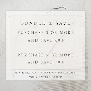 Promotional campaign banner for a Bundle and Save offer on all digital art items including printable wall art and Frame TV art collections. The graphic clearly displays the tiered discount levels of 60 percent off for 3 or more items and 70 percent off for 5 or more items. An urgency-driven marketing asset that encourages customers to mix and match designs to save on their entire order. Perfect for increasing average order value with instant downloads.