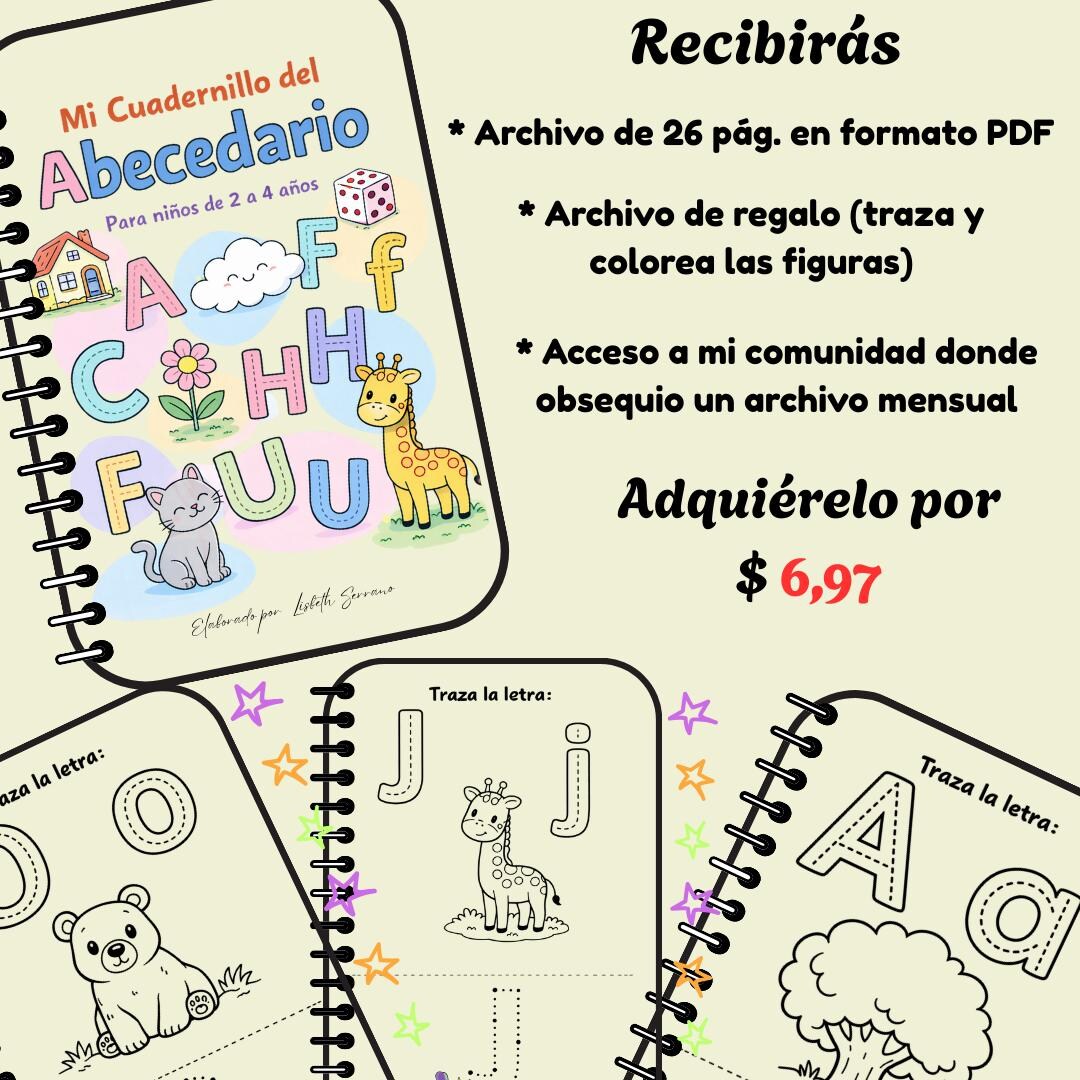 Mi Cuadernillo Del Abecedario (2 a 4 Años) | PDF Imprimible | Trazos Y ...