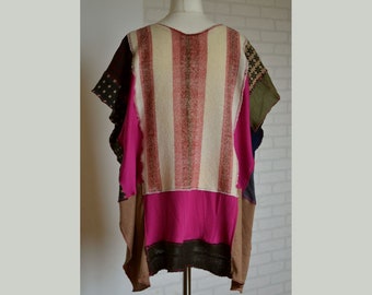 knitwear tunic autumn winter,boho tunic,custom tunic poncho Women/'s tunic oversize patchwork tunic for cold days upcycled tunic plus size