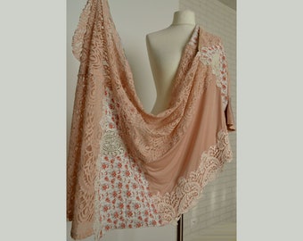 Elegant cover shoulders, women's lace shawl cape, shabby wrap, shawl for special occasions, shabby shawl, patchwork cover, recycled cover