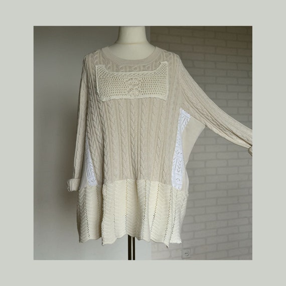 knitwear tunic autumn winter,boho tunic,custom tunic poncho Women/'s tunic oversize patchwork tunic for cold days upcycled tunic plus size
