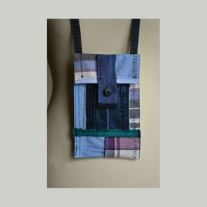 Bolsa para el cuello, billetera de viaje, collar textil boho hippie, mini bolsa secreta, dinero pequeño hecho a mano y bolsa de teléfono para medicina, idea de regalarle