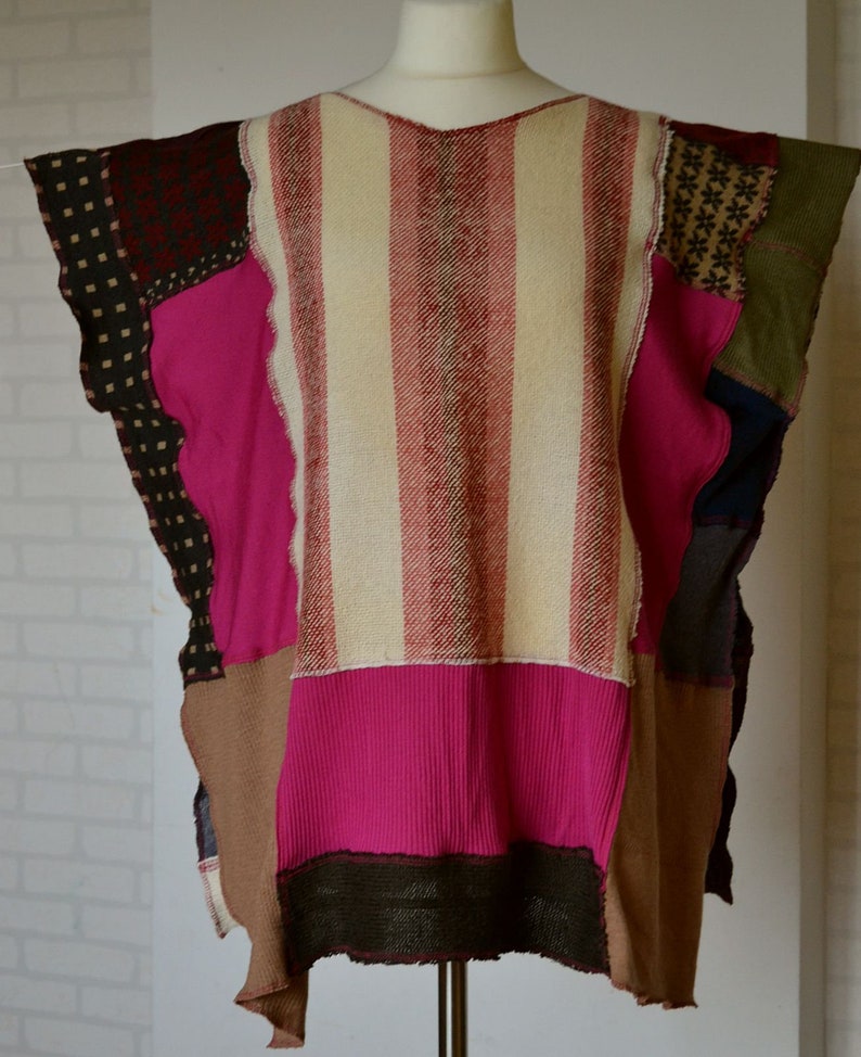 knitwear tunic autumn winter,boho tunic,custom tunic poncho Women/'s tunic oversize patchwork tunic for cold days upcycled tunic plus size