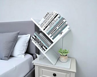 3-Tier Tree Bookshelf, Wood Mini Bookcase, Office Desk Organizer