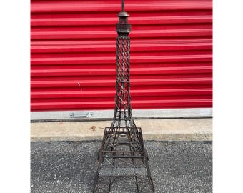 Vintage Paris Eiffel Tower Sculpture 34" Tall 12" Wide Wrought & Welded Iron ART