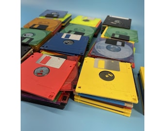Lot 130+ 3.5" Floppy Disks Vintage Mixed Colors w/ Case Untested