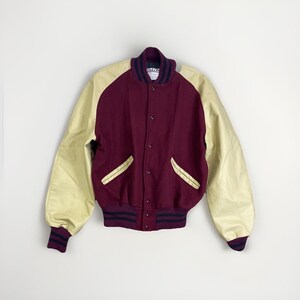 Vintage DeLONG Varsity Jacket Men Large Made In USA Wool Leather Bomber