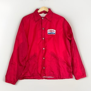 Vintage Exxon Jacket Large Red USA Made Union Coach Jacket Rare Mens
