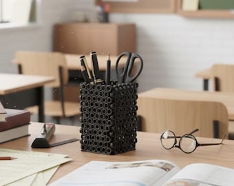 Steel Stationery Stand Pen Holder Black Welded Pencil Holder