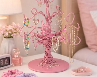 Jewelry stand "Tree" - organizer for earrings, rings and bracelets, Color: pink