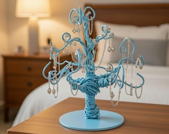 Jewelry stand "Tree" - organizer for earrings, rings and bracelets, Color: Blue