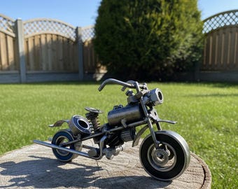 Motorcycle sculpture made of recycled metal. Steel, For racers and speed enthusiasts